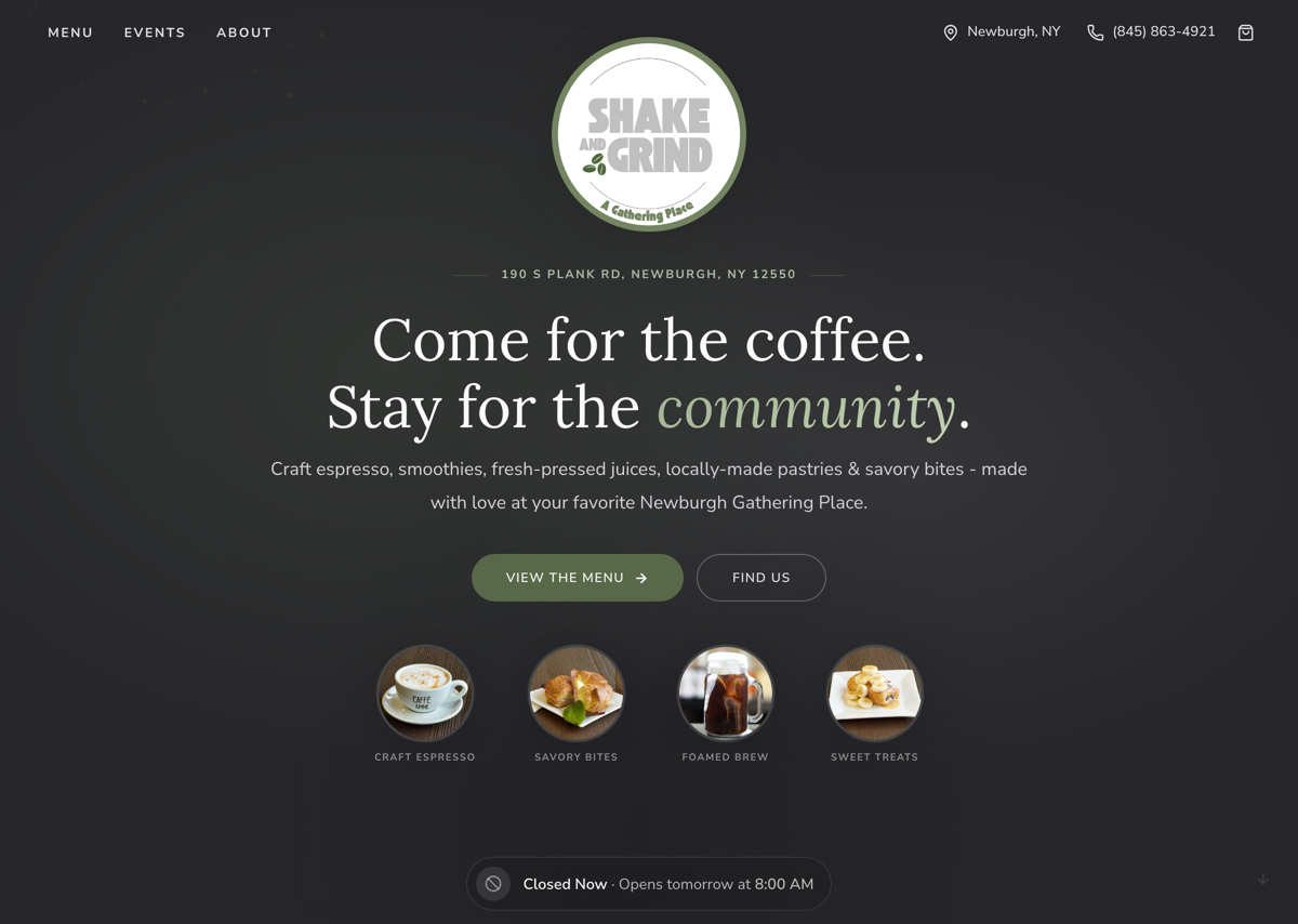 The Shake and Grind website