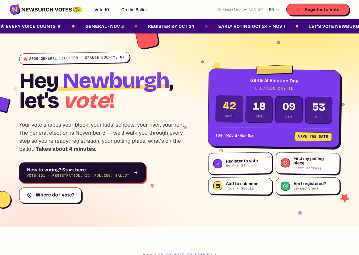NewburghVotes.org website
